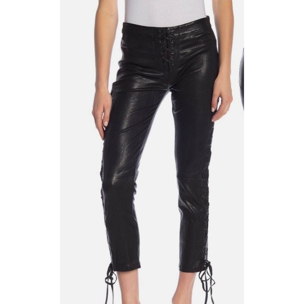 Frame 100% Lamb Leather Side Zip Detailed Pants Size 27